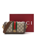 GG Supreme Monogram Web Mini Ophidia Flap Shoulder Bag Brown