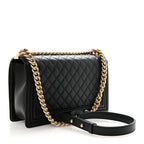 Lambskin Quilted New Medium Boy Flap Black