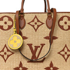 Raffia Calfskin Monogram Giant Onthego GM Tan