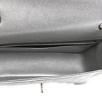 Metallic Lambskin Quilted Mini Rectangular Flap Silver
