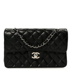 Lambskin Quilted Small Double Flap Black