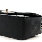 Lambskin Quilted Mini Rectangular Flap Black