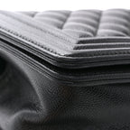 Caviar Quilted Small Boy Flap Black