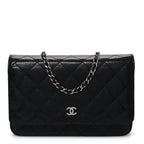 Caviar Quilted Wallet on Chain WOC Black