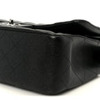 Iridescent Caviar Quilted Jumbo Double Flap Black
