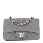 Caviar Quilted Mini Rectangular Flap Grey