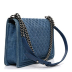 Denim Quilted Large Boy Flap Blue
