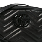 Calfskin Matelasse Monochrome Small GG Marmont Chain Shoulder Bag Black