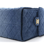 Washed Denim Quilted Medium Chanel 25 Handbag Blue