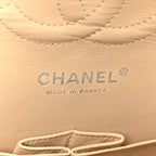 Caviar Quilted Medium Double Flap Beige