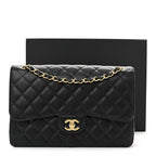 Caviar Quilted Jumbo Double Flap Black