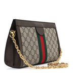 GG Supreme Monogram Web Small Ophidia Chain Shoulder Bag Brown