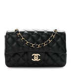 Lambskin Quilted Mini Rectangular Flap Black