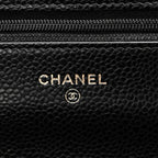 Caviar Quilted Wallet on Chain WOC Black
