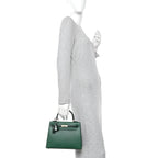 Madame Calfskin Shiny Alligator Kelly Sellier Touch 25 Vert Moyen