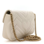 Calfskin Matelasse Super Mini GG Marmont Shoulder Bag White
