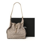 Suede Quilted Medium Chanel 25 Handbag Grey