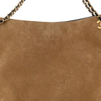Suede Quilted Eyes On You Large Shopping Bag Beige