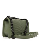 Calfskin Chevron Quilted Medium Boy Flap Green