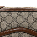 GG Supreme Monogram Azalea Calfskin Retro Interlocking G Messenger Shoulder Bag Beige Ebony Brown Sugar