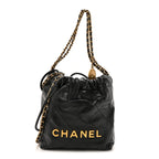 Shiny Calfskin Quilted Mini Chanel 22 Black