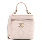 Lambskin Quilted Trendy Vanity Case Lilac