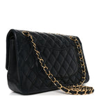 Lambskin Quilted Medium Double Flap Black