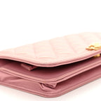 Metallic Lambskin Quilted Boy Wallet On Chain WOC Pink