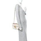 Calfskin Matelasse Small GG Marmont Shoulder Bag White