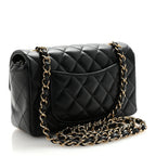 Lambskin Quilted Mini Rectangular Flap Black