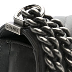 Lambskin Chevron Quilted Medium Boy Flap Grey