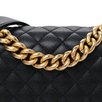 Caviar Quilted Small Boy Flap Black