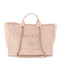 Mixed Fibers Calfskin Medium Deauville Tote Beige