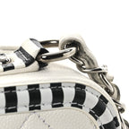 Caviar Quilted Striped Medium CC Filigree Vanity Case White Black