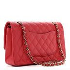 Caviar Quilted Medium Double Flap Red