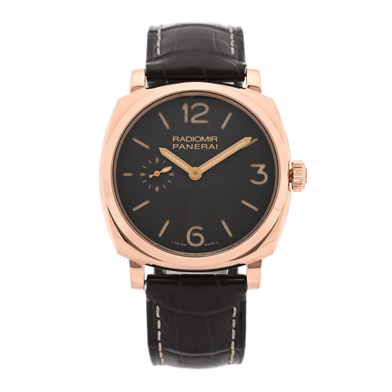 18K Rose Gold Alligator 42mm Radiomir 1940 ORO Rosso Manual Winding Watch Brown PAM00513