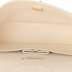 Caviar Quilted Medium Double Flap White