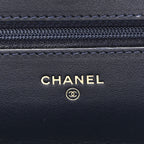Lambskin Quilted Wallet On Chain WOC Navy