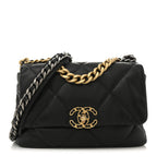 Lambskin Quilted Medium Chanel 19 Flap Black