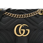 Calfskin Matelasse Mini GG Marmont Shoulder Bag Black