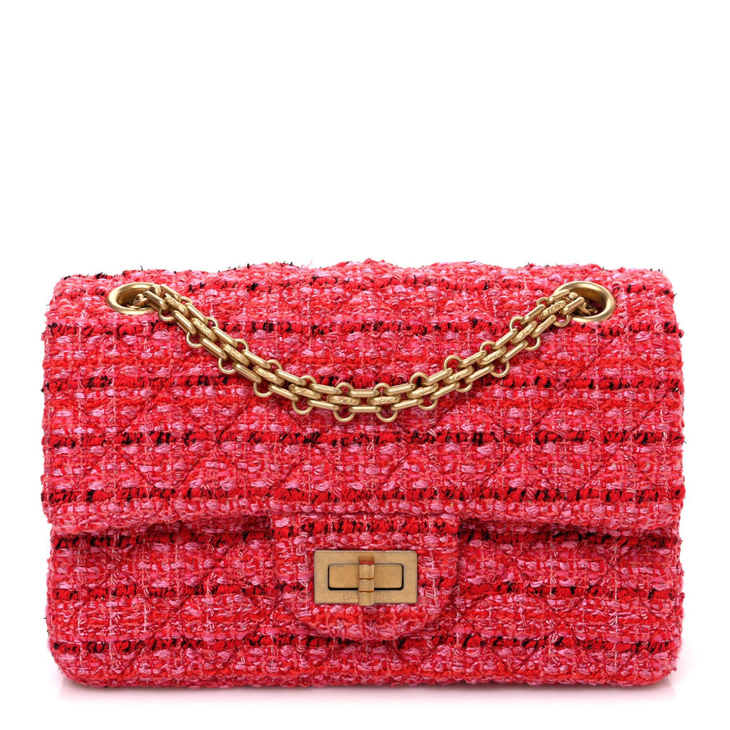 Tweed Quilted Mini 2.55 Reissue Flap Red Ecru Black