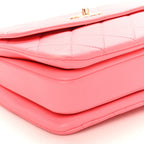 Lambskin Lacquered Quilted Mini Trendy CC Dual Handle Flap Bag Coral Pink