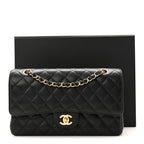 Caviar Quilted Medium Double Flap Black