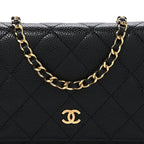 Caviar Quilted Wallet on Chain WOC Black
