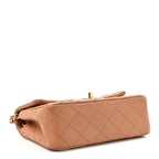 Lambskin Quilted Mini Rectangular Flap Brown