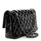 Patent Quilted Medium Double Flap Black