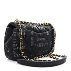 Denim Quilted Denim Mood Mini Rectangular Flap Black Multicolor