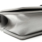Metallic Caviar Chevron Quilted Medium Boy Flap Silver