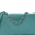 Calfskin Stitched Double Flap Bag Turquoise