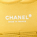 Lambskin Quilted Medium Double Flap Yellow